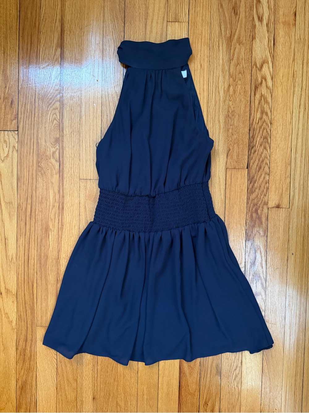 Likely Tribeca Navy Halter Mini Dress with Smocked Waistband